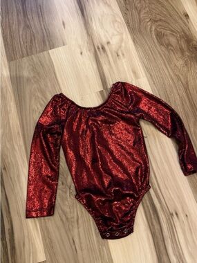 Toddler girl Shimmer Red Long-Sleeve One-Piece Leotard Baileys blossom 18-24 mo